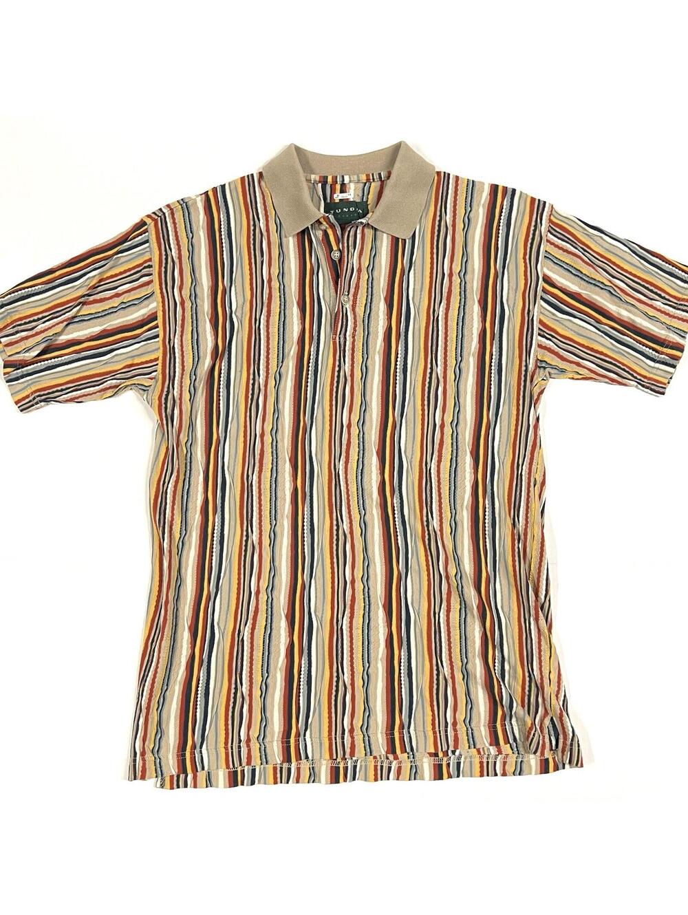 VTG Tundra Canada Shirt Mens Sz L Colorful Polo 3D Print Abstract Retro 90s Golf